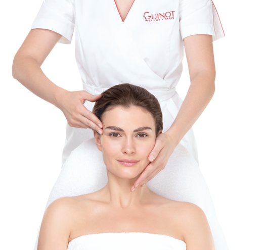 Guinot Hydradermie Behandlung zeigt wiede beiden Elektroden über das Gesicht geführt werden